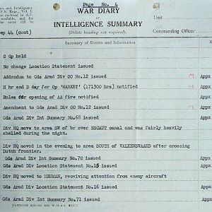 September War Diary, Guards Armoured Division, G Branch, 1944