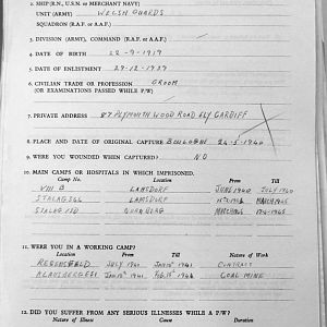 BEESLEY, Evan John, 2735386, Guardsman, 2nd Battalion WELSH GUARDS, Captured France 24 May 1940 - WO 344-23-2