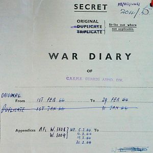 February War Diary, Guards Armoured Division C.R.E.M.E., 1944