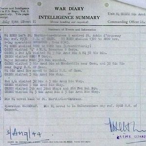 July War Diary, Guards Armoured Division C.R.E.M.E., 1944