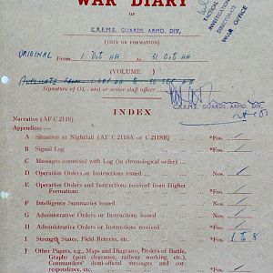 October War Diary, Guards Armoured Division C.R.E.M.E., 1944