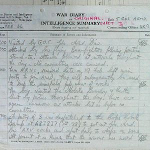 February War Diary, 5th Guards Armoured Brigade Workshops, REME, 1944