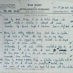 May War Diary, 5th Guards Armoured Brigade Workshops, REME, 1944