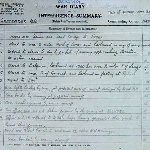 September War Diary, 5th Guards Armoured Brigade Workshops, REME, 1944