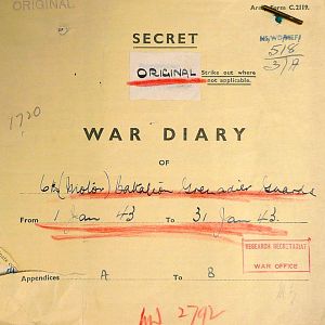 January War Diary, 6th Motor Battalion GRENADIER GUARDS, 1943