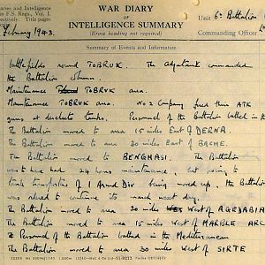 February War Diary, 6th Motor Battalion GRENADIER GUARDS, 1943