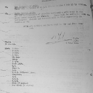 February War Diary, 6th Motor Battalion GRENADIER GUARDS, 1943