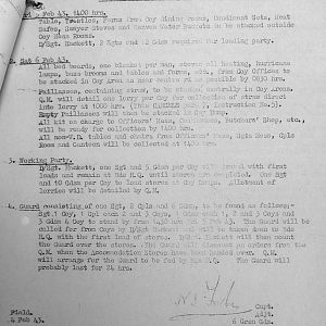 February War Diary, 6th Motor Battalion GRENADIER GUARDS, 1943