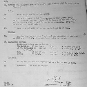 February War Diary, 6th Motor Battalion GRENADIER GUARDS, 1943