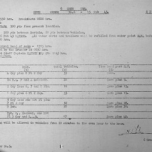 February War Diary, 6th Motor Battalion GRENADIER GUARDS, 1943
