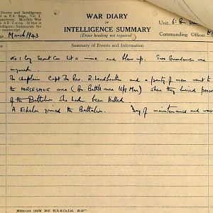 March War Diary, 6th Motor Battalion GRENADIER GUARDS, 1943