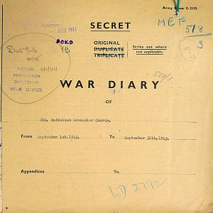 September War Diary, 6th Motor Battalion Grenadier Guards, 1943