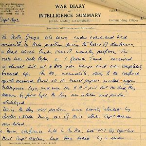 September War Diary, 6th Motor Battalion Grenadier Guards, 1943