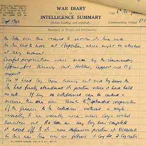 September War Diary, 6th Motor Battalion Grenadier Guards, 1943