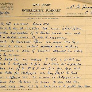 September War Diary, 6th Motor Battalion Grenadier Guards, 1943