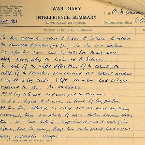 September War Diary, 6th Motor Battalion Grenadier Guards, 1943