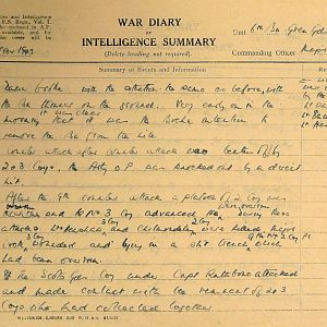 November War Diary, 6th Motor Battalion Grenadier Guards, 1943