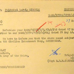 Detention of Feldwebel Ludwig Kiechle