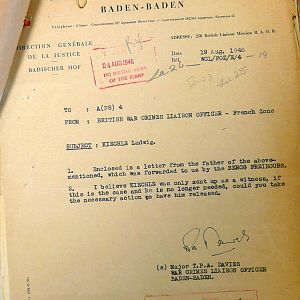 Detention of Feldwebel Ludwig Kiechle