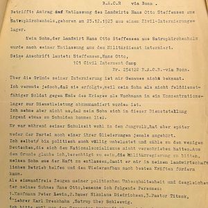 Detention of Feldwebel Ludwig Kiechle