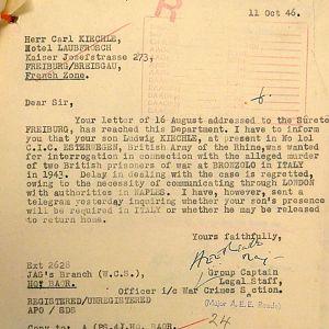 Detention of Feldwebel Ludwig Kiechle