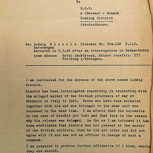 Detention of Feldwebel Ludwig Kiechle