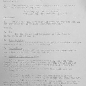 September & October 1940 War Diary, 20 Guards Brigade, Headquarters