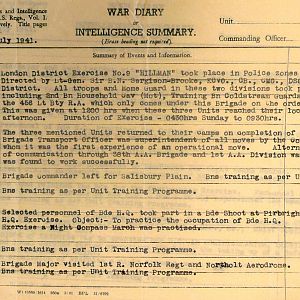 July 1941 War Diary, 20 Guards Brigade, Headquarters