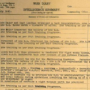 July 1941 War Diary, 20 Guards Brigade, Headquarters