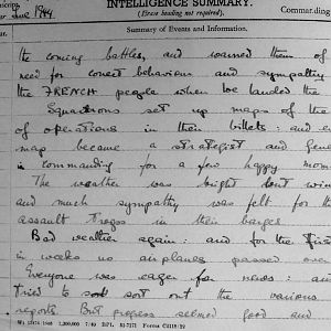 June War Diary, Irish Guards, 2nd Armoured Battalion, 1944