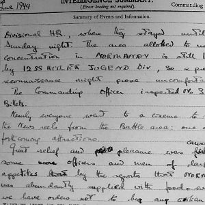 June War Diary, Irish Guards, 2nd Armoured Battalion, 1944