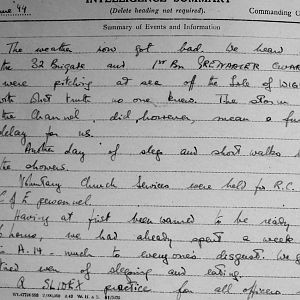 June War Diary, Irish Guards, 2nd Armoured Battalion, 1944