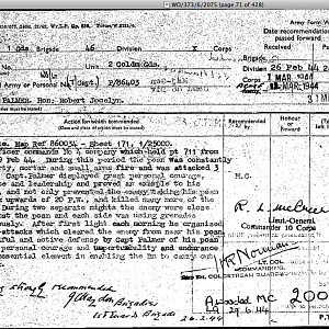 PALMER, Robert Jocelyn, 86403, Lieutenant, 2 CG, MC