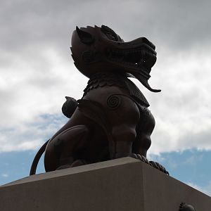 Chinthe in semi silhouette