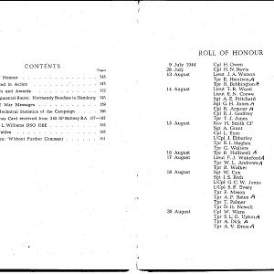 Lists of honours/casualties/missing for A Sqn 53rd Recce as marked by my father in the book Welsh Spearhead