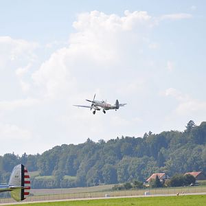 Spitfire and tail of P-38