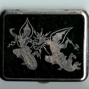 Nielloware Silver Cigarette Case Lightning & Thunder