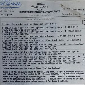053 Jul 44 Regt WD Sheet 1