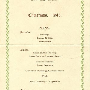 Christmas Menu 1943
