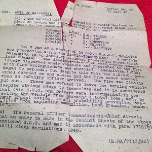 Charles Edwin Robertson Mention In Dispatches WW2