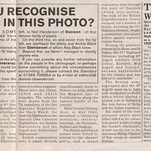 1939 article accompanying photograph of 8th Argyll & Sutherland Highlanders